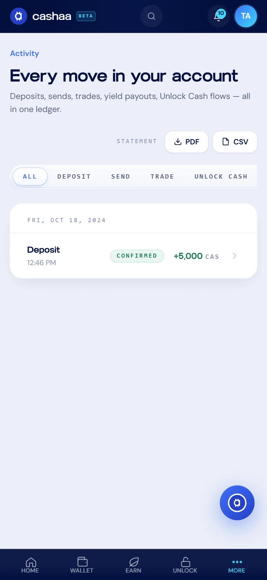 Screenshot for step 6: How to Withdraw Cryptocurrency from Cashaa