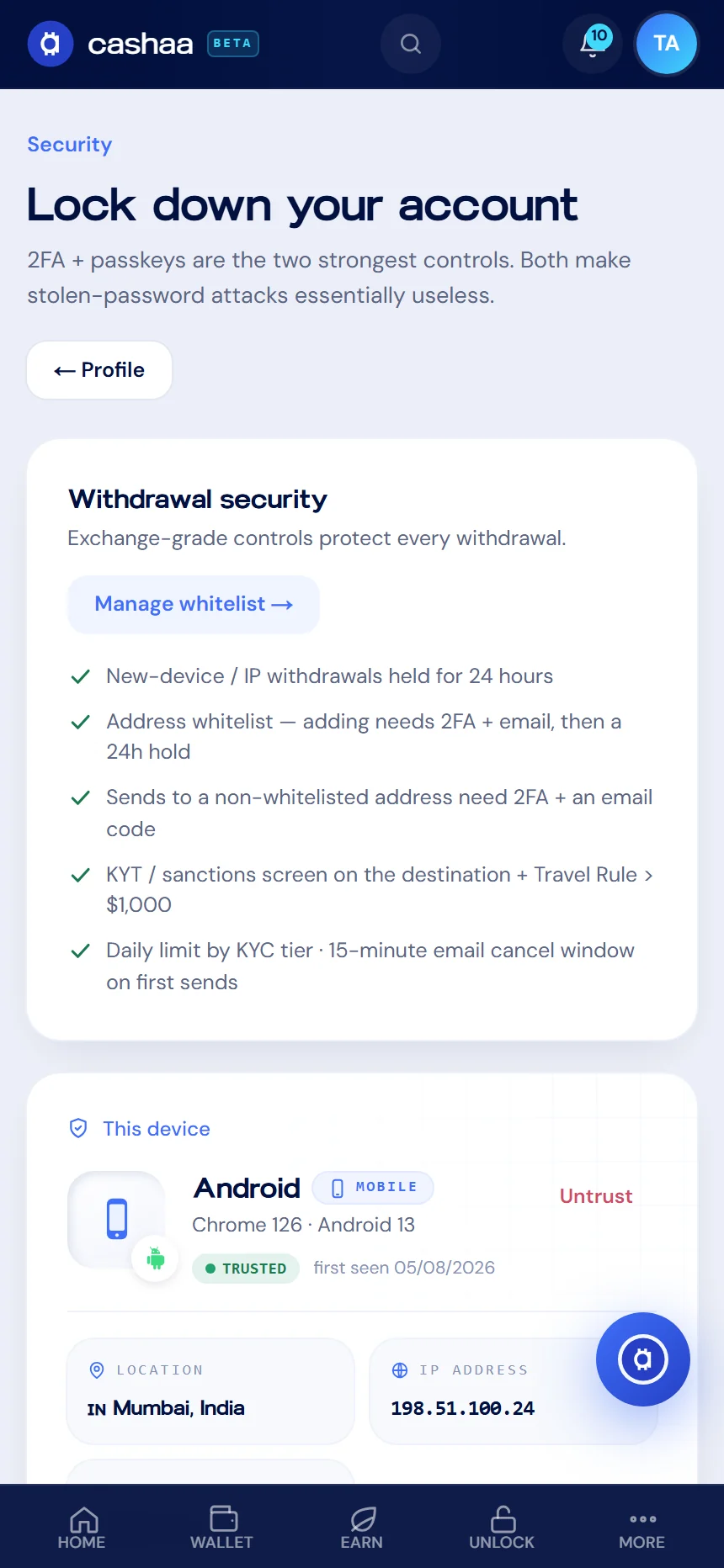 Screenshot for step 5: How to Save a Withdrawal Address