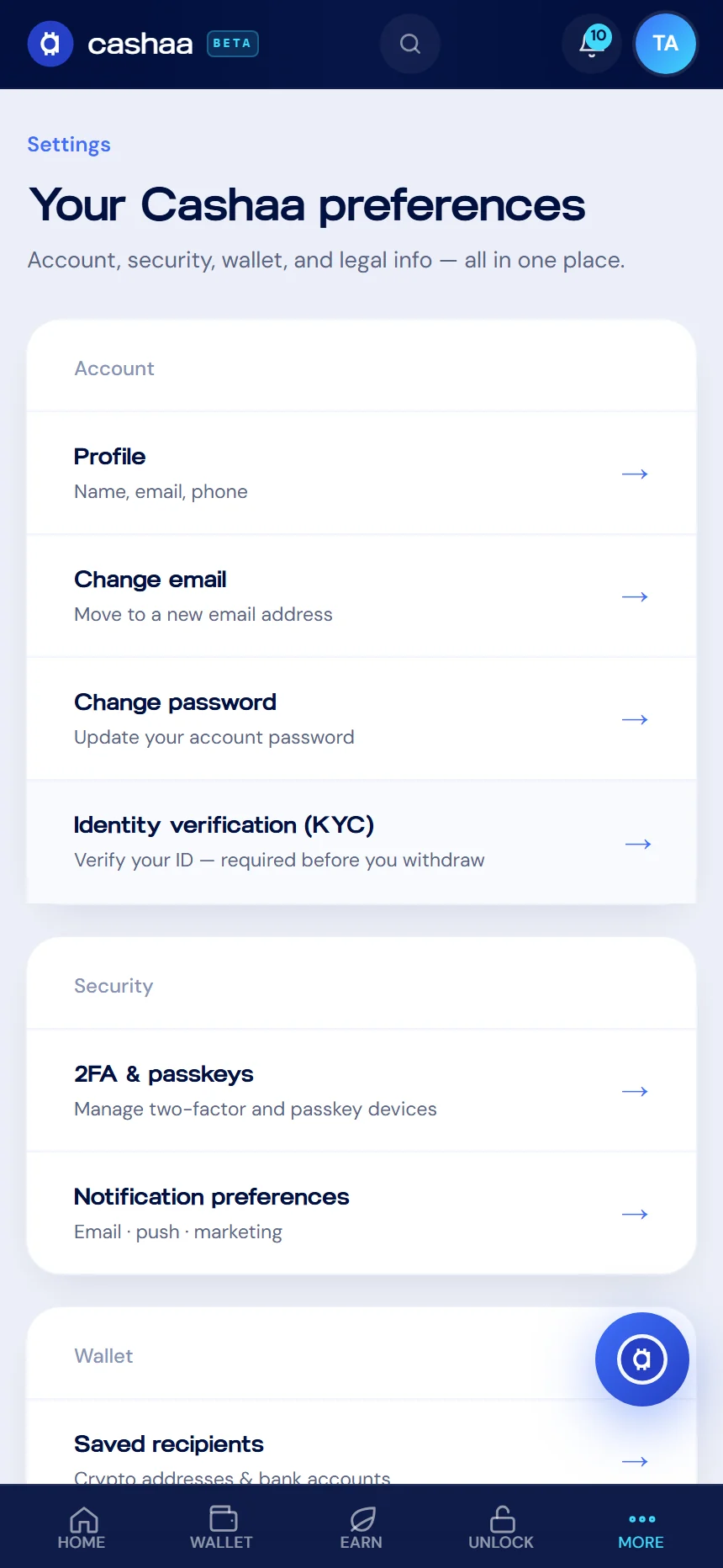 Screenshot for step 4: A Quick Overview of the Cashaa Dashboard