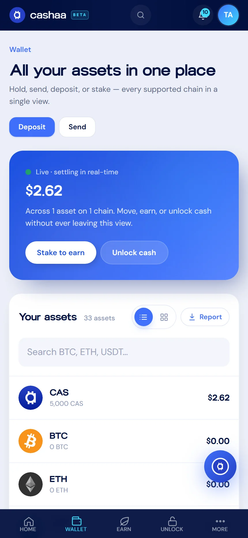 Screenshot for step 2: A Quick Overview of the Cashaa Dashboard
