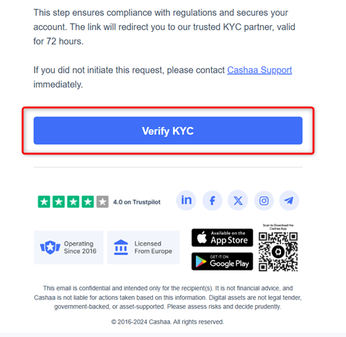 Screenshot for step 5: How to Complete your KYC Verification on Cashaa