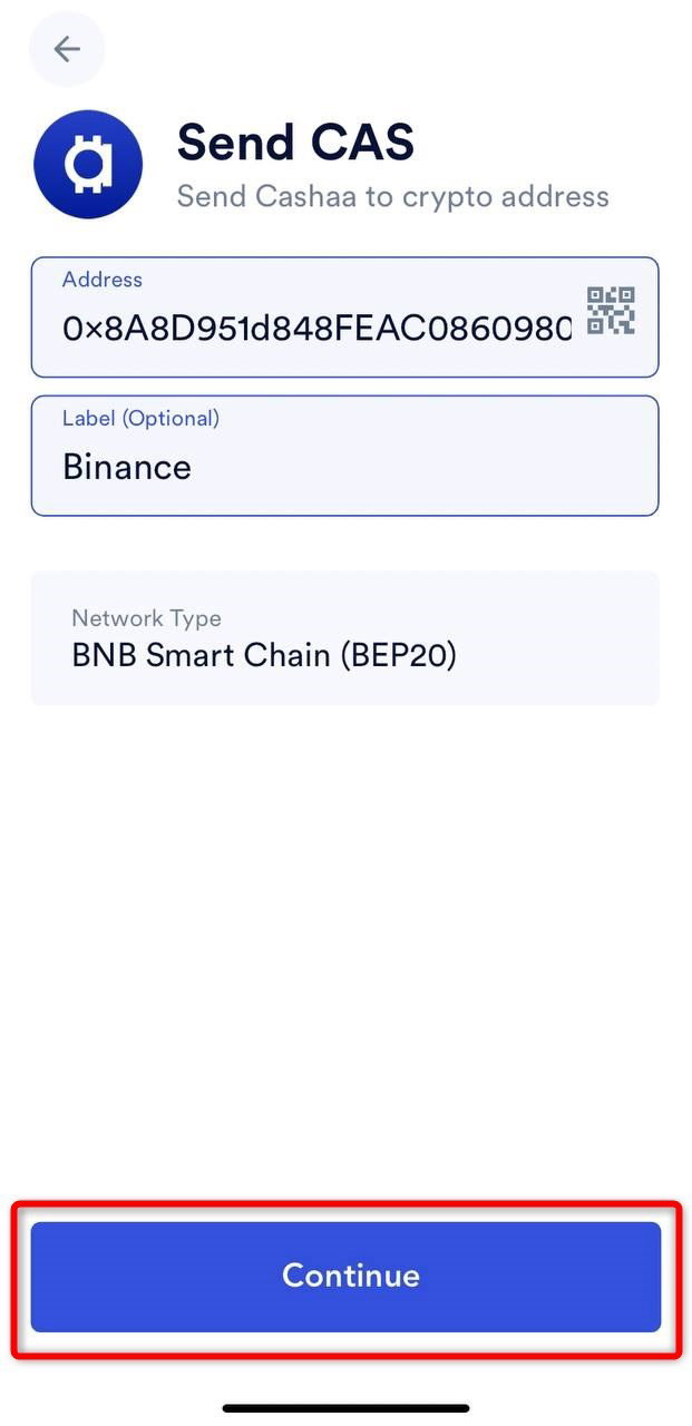 Screenshot for step 4: How to Withdraw Cryptocurrency from Cashaa