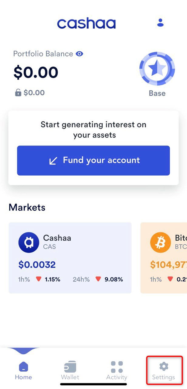 Screenshot for step 2: How to Change the Email Address on your Cashaa App