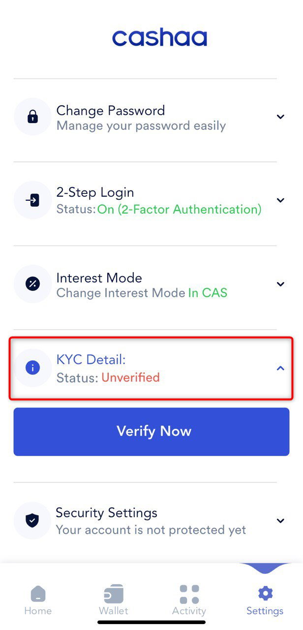Screenshot for step 3: How to Complete your KYC Verification on Cashaa