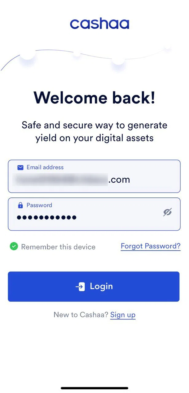 Screenshot for step 6: How to Sign Up and Create an Account on the Cashaa App